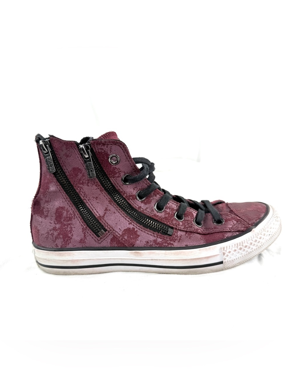 Converse CTAS Women Size 8 Purple Leather Sneaker High Top Double Zip All Star